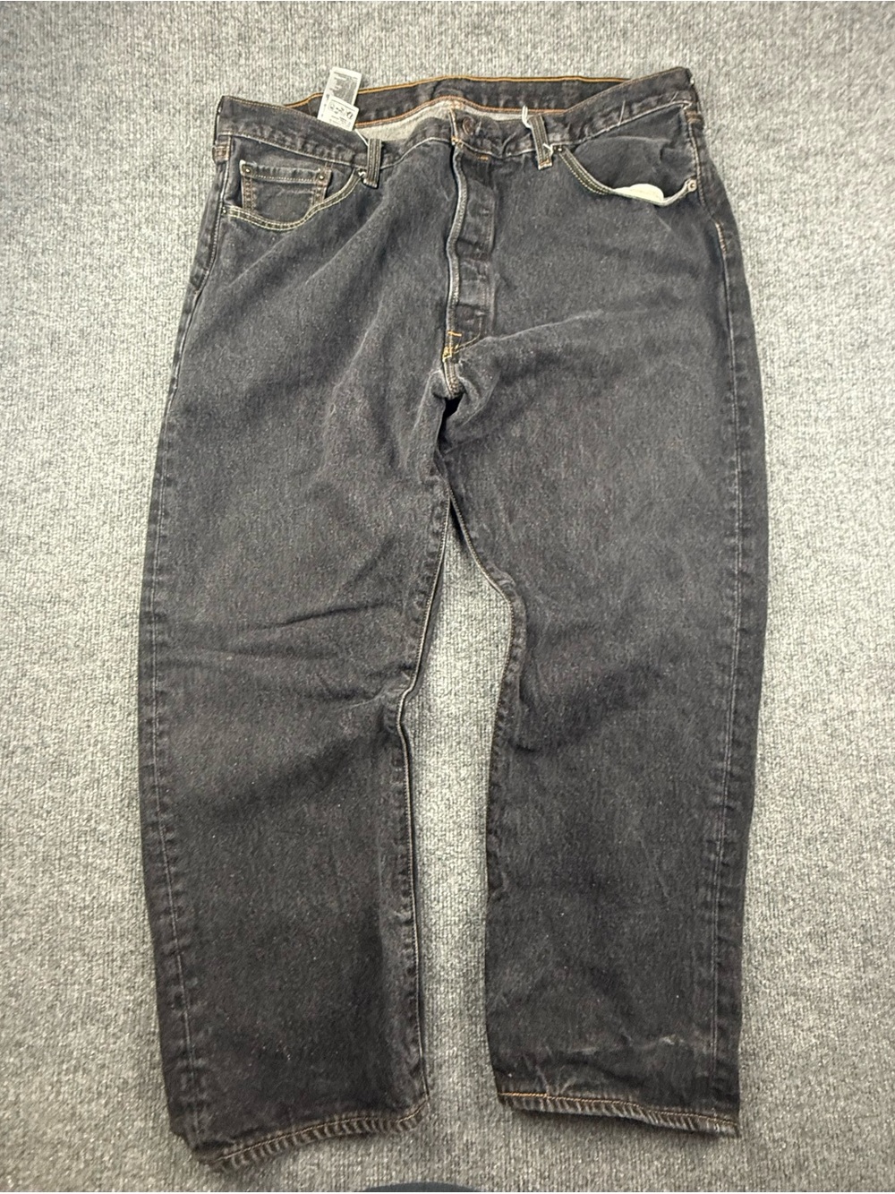 Levi's 501 Men's Black Straight Jeans, Size 42x27 (hemmed)